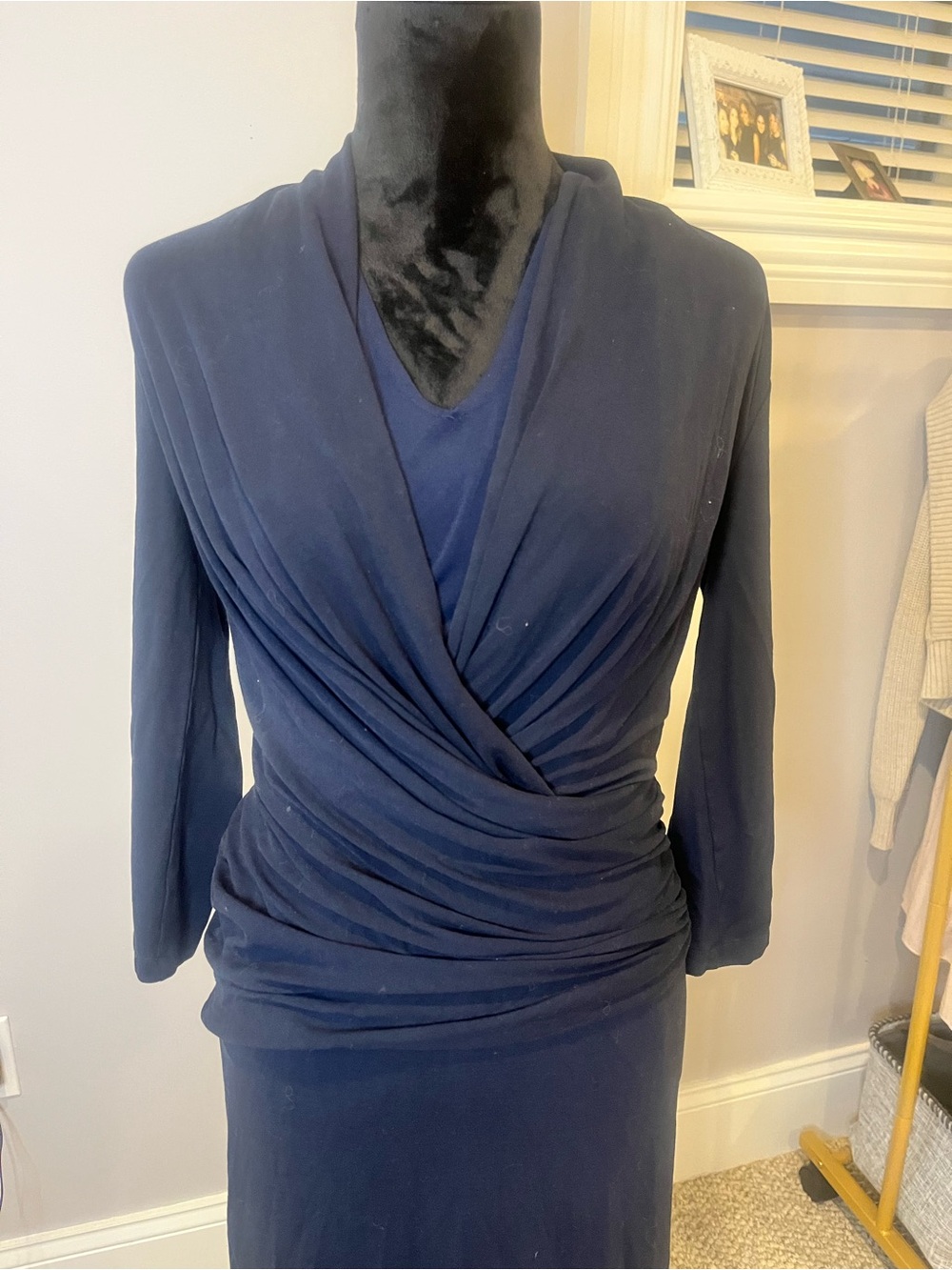 Mm Lafleur Navy Wrap-Style Dress- large - Picture 4 of 9